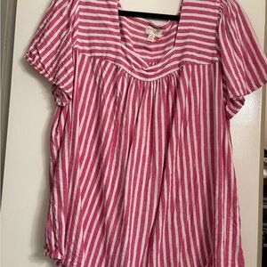 Terra & Sky Pink and White Striped Blouse